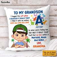 Personalized Gift For Grandson Hug This Letter Initials Pillow 32164 thumb 1