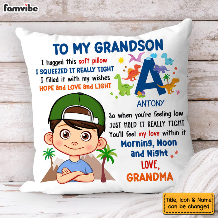 Personalized Gift For Grandson Hug This Letter Initials Pillow 32164 1