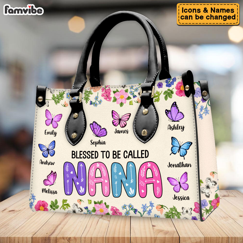 Personalized Gift For Grandma Blessed To Be Called Nana Leather Bag 32171 Primary Mockup