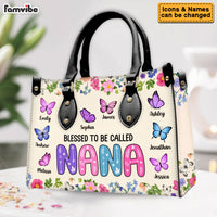 Personalized Gift For Grandma Blessed To Be Called Nana Leather Bag 32171 thumb 1