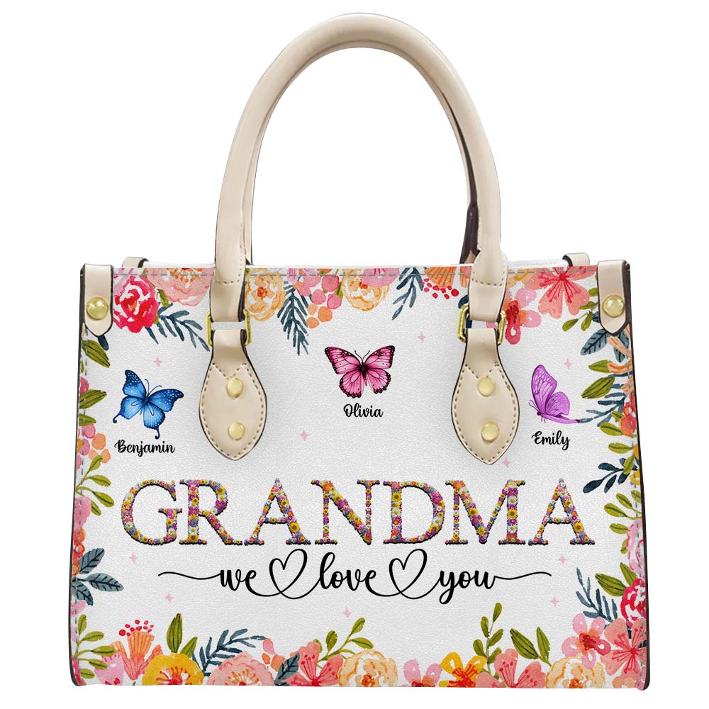 Personalized Gift For Grandma We Love You Leather Bag 32179 Primary Mockup