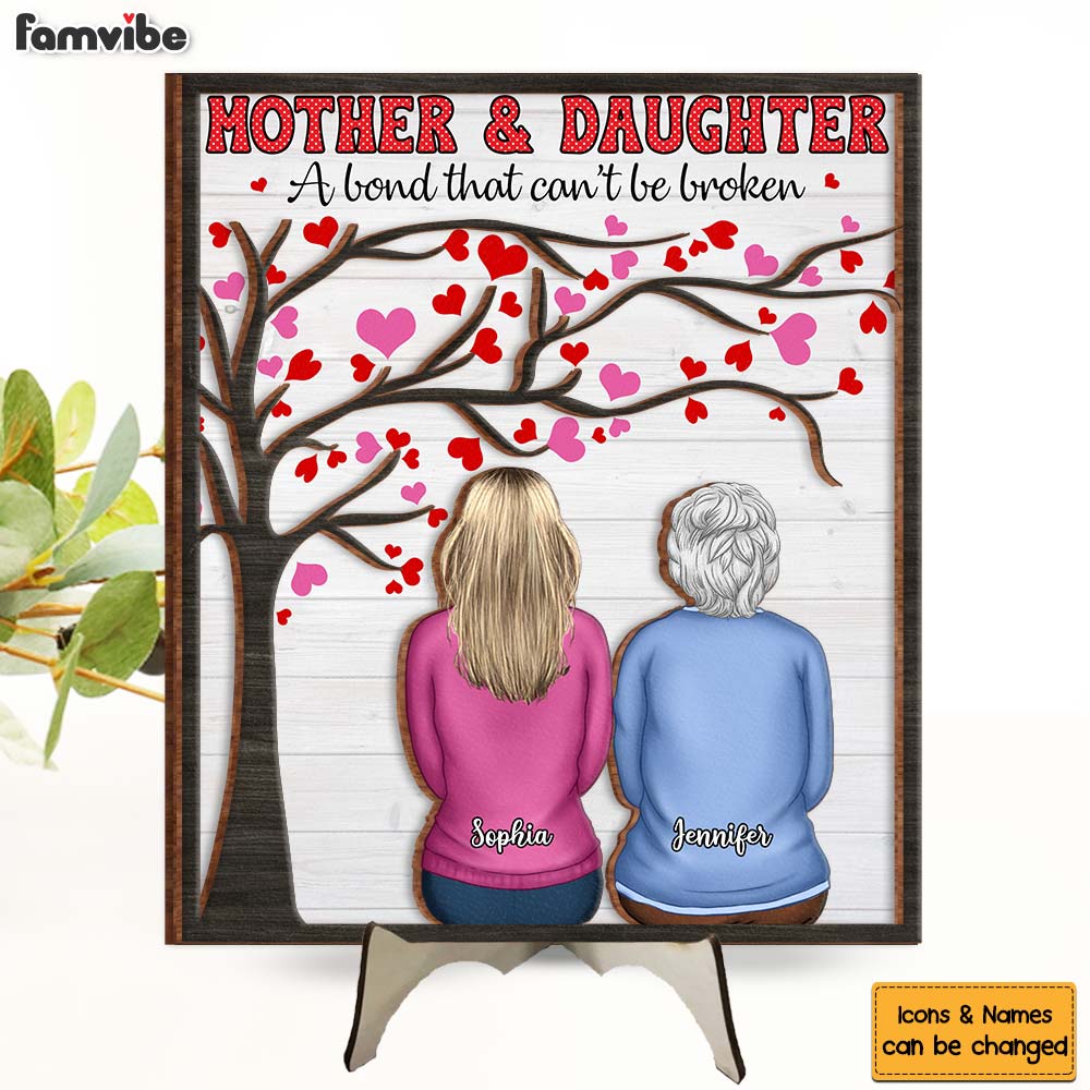 Personalized Gift For Mom Mother And Daughter 2 Layered Separate Wooden Plaque 32184 Primary Mockup