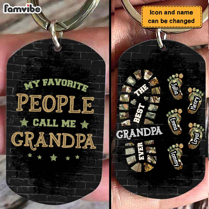 Personalized Gift For Grandpa Foot Prints Aluminum Keychain 32188 1