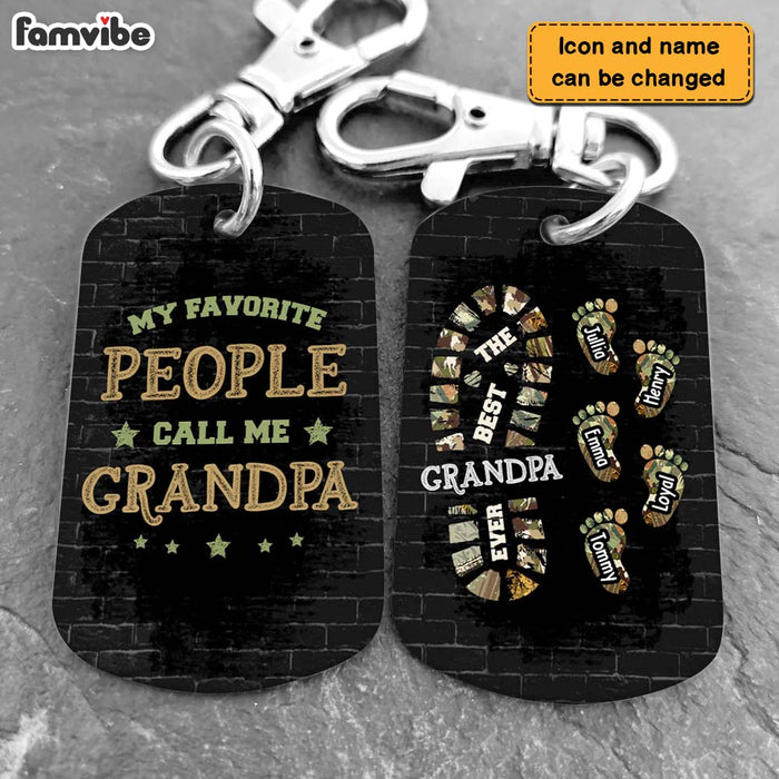 Personalized Gift For Grandpa Foot Prints Aluminum Keychain 32188 1