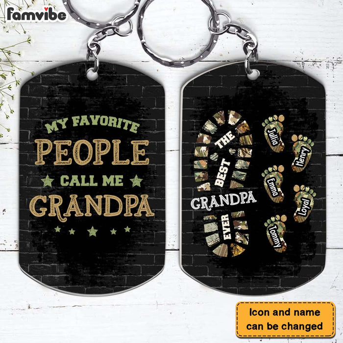 Personalized Gift For Grandpa Foot Prints Aluminum Keychain 32188 1