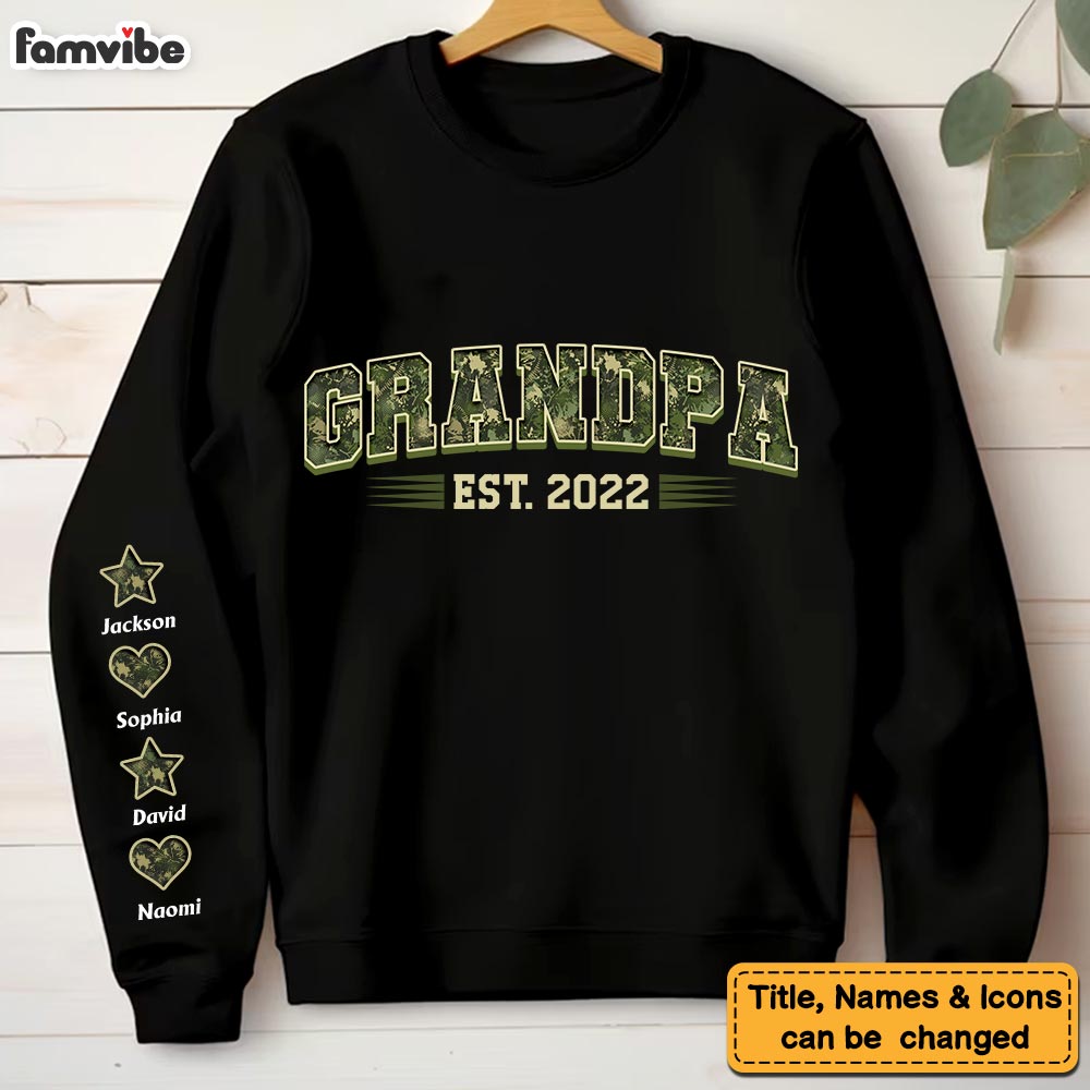 Personalized Gift For Grandpa Est Name Unisex Sleeve Printed Standard Sweatshirt 32196 Primary Mockup