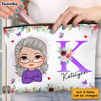 Personalized Gift For Woman Floral Initial Name Cosmetic Bag 32199 thumb 1
