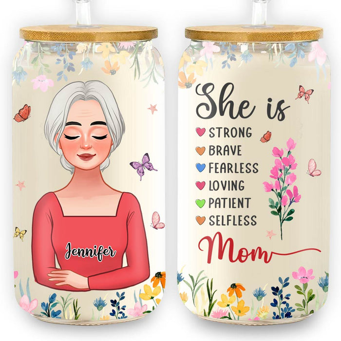 Personalized She Is Mom Glass Can 32208 1