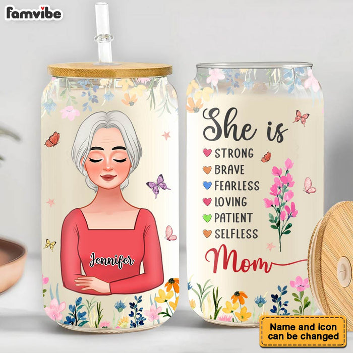 Personalized She Is Mom Glass Can 32208 1
