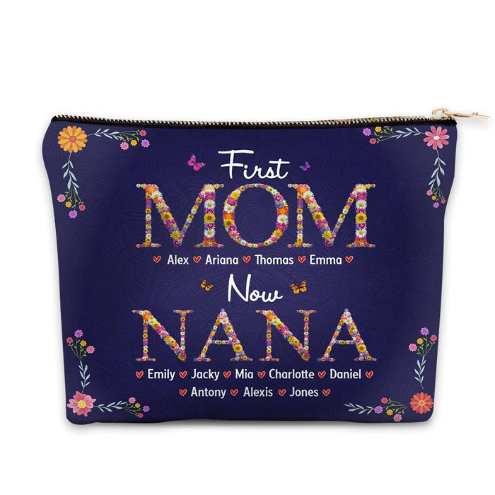 Personalized First Mom Now Grandma Floral Cosmetic Bag 32221 1