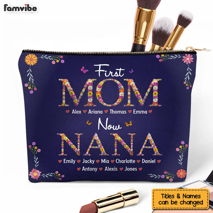 Personalized First Mom Now Grandma Floral Cosmetic Bag 32221 1