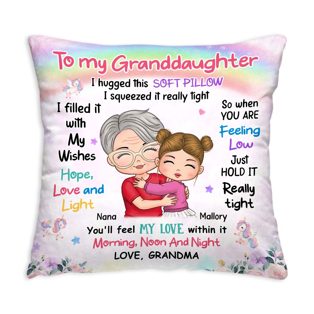 Personalized Gift For Granddaughter Hugging Grandma Pillow 32224 Primary Mockup