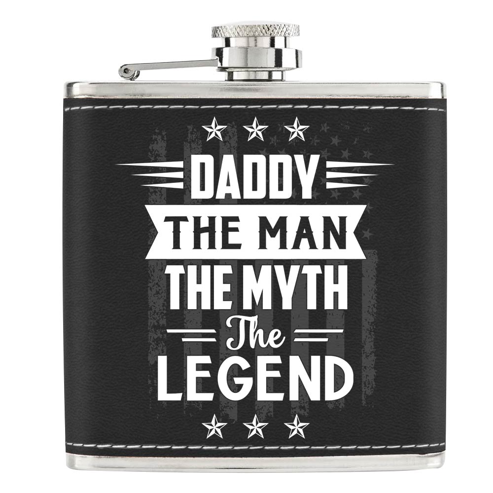 Personalized Gift For Dad The Man The Legend Leather Hip Flask 32233 Primary Mockup