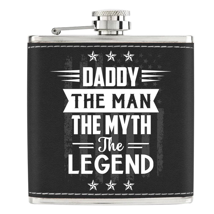 Personalized Gift For Dad The Man The Legend Leather Hip Flask 32233 1