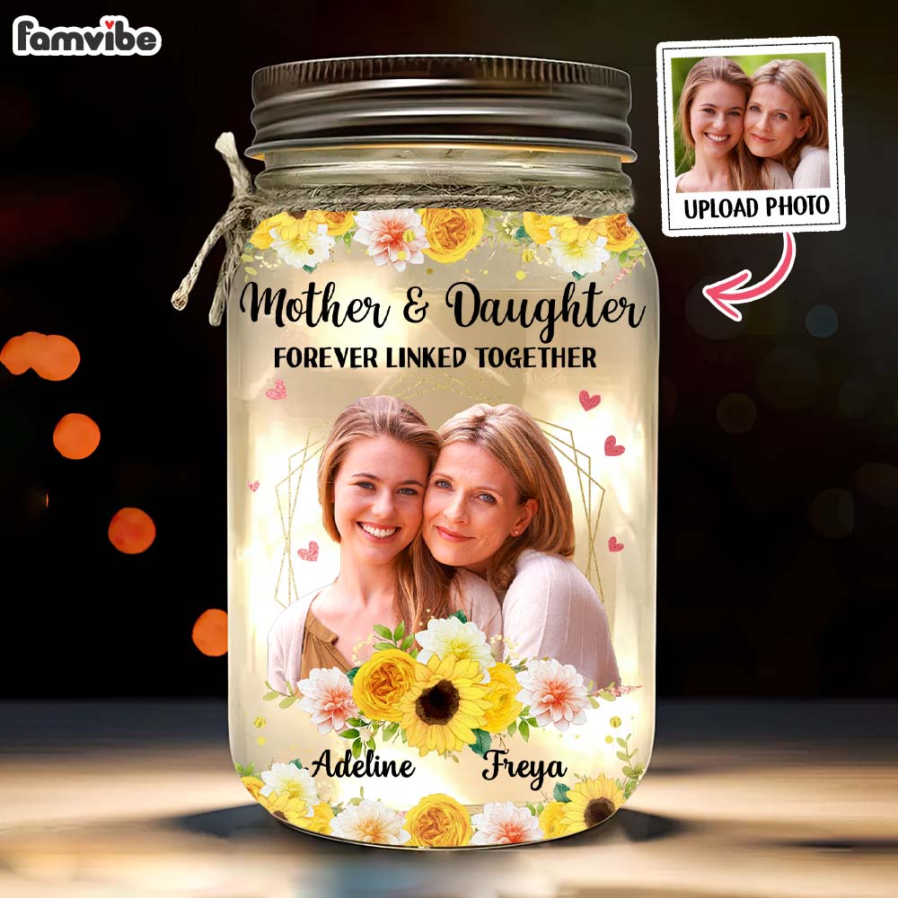 Personalized Gift For Mother's Day Photo Custom Mason Jar Light 32234 Primary Mockup