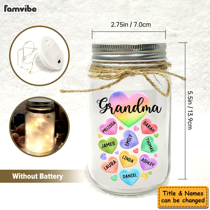 Personalized Grandma Hearts Mason Jar Light 32235 1