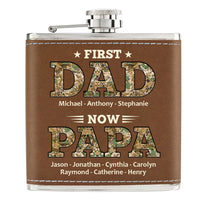 Personalized Gift For First Dad Now Grandpa Leather Hip Flask 32236 thumb 1