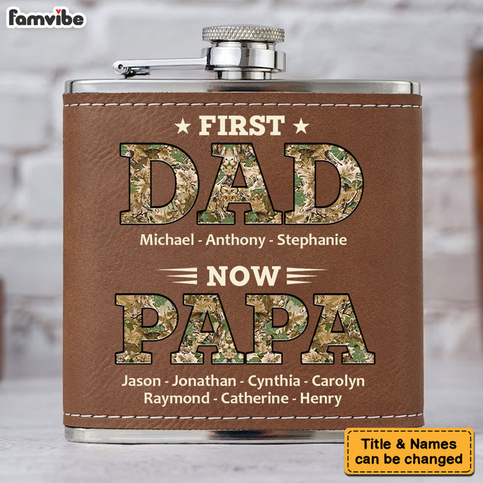 Personalized Gift For First Dad Now Grandpa Leather Hip Flask 32236 1
