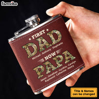 Personalized Gift For First Dad Now Grandpa Leather Hip Flask 32236 thumb 1