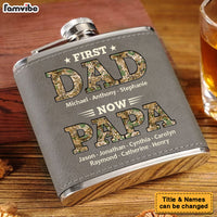 Personalized Gift For First Dad Now Grandpa Leather Hip Flask 32236 thumb 1