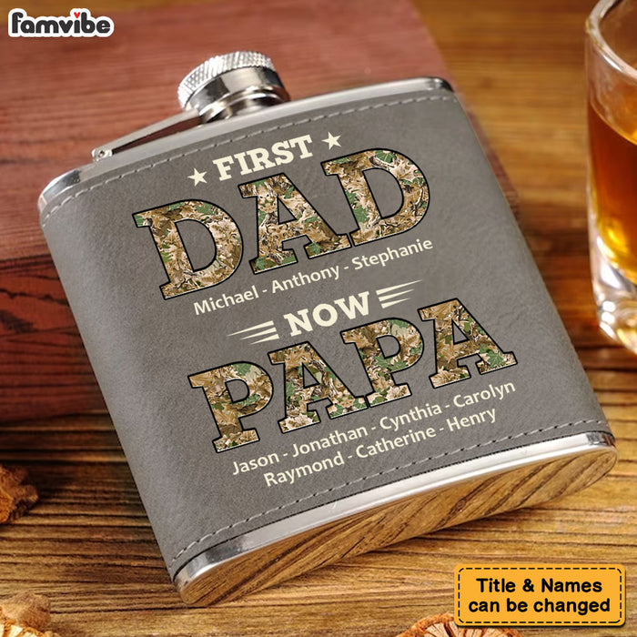 Personalized Gift For First Dad Now Grandpa Leather Hip Flask 32236 1