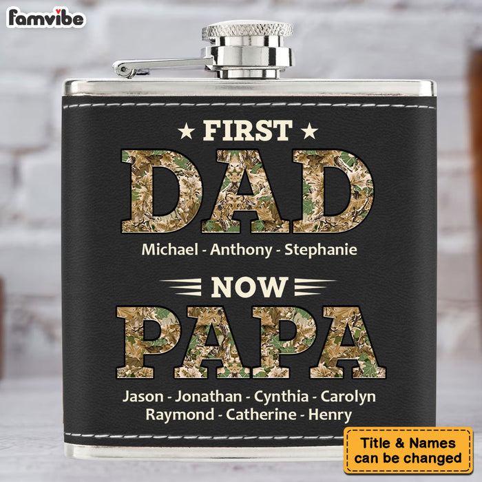 Personalized Gift For First Dad Now Grandpa Leather Hip Flask 32236 1