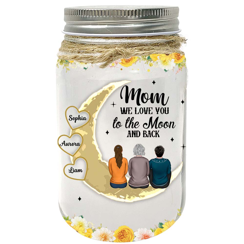 Personalized Gift For Mom We Love You To The Moon And Back Mason Jar Light 32237 Primary Mockup