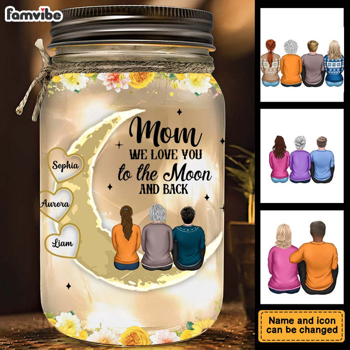 Personalized Gift For Mom We Love You To The Moon And Back Mason Jar Light 32237 1