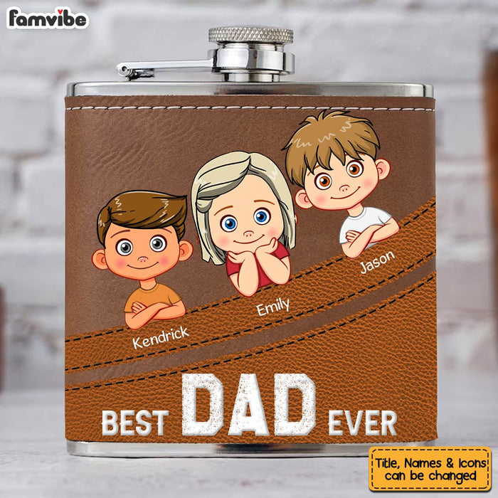 Personalized Gift For Dad Leather Hip Flask 32238 1