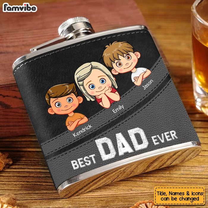 Personalized Gift For Dad Leather Hip Flask 32238 1