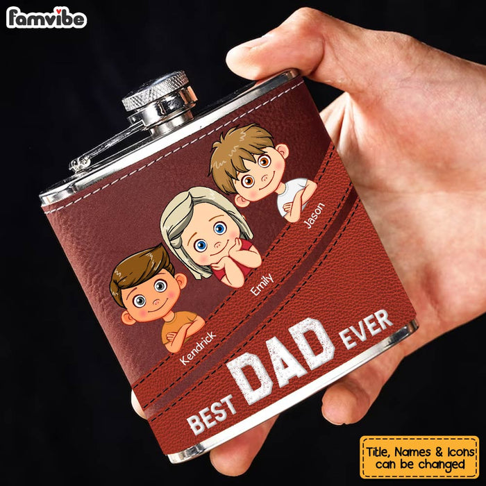 Personalized Gift For Dad Leather Hip Flask 32238 1