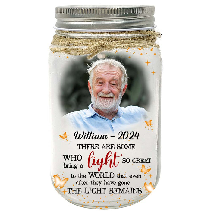 Personalized Memorial Gift The Light Remains Mason Jar Light 32240 1