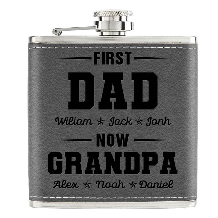 Personalized Father's Day Gift First Dad Leather Hip Flask 32245 1