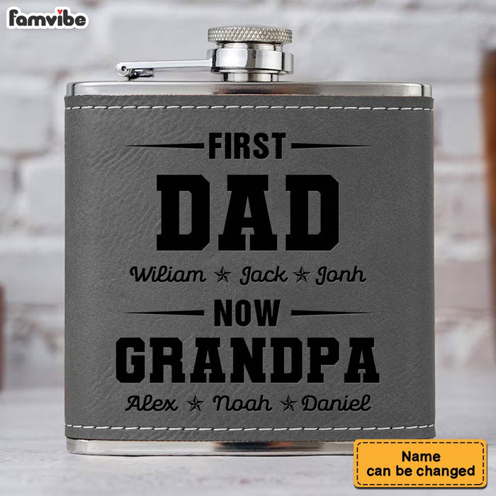 Personalized Father's Day Gift First Dad Leather Hip Flask 32245 1