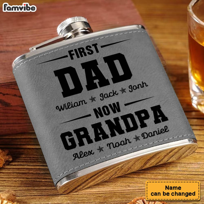 Personalized Father's Day Gift First Dad Leather Hip Flask 32245 1