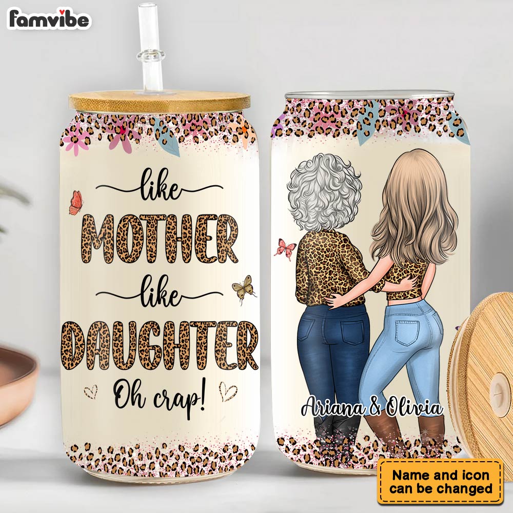 Personalized Gift For Like Mother Like Daughter Glass Can 32247 Primary Mockup