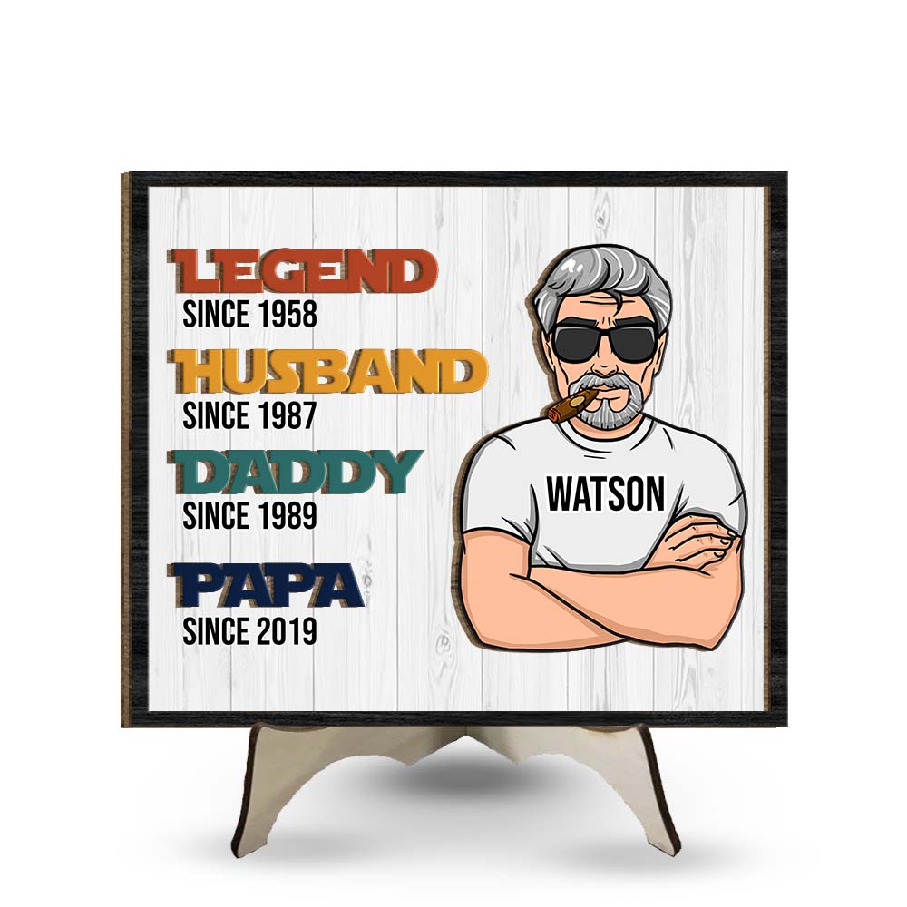 Personalized Gift For Grandpa Legend Husband Dad 2 Layered Separate Wooden Plaque 32253 Primary Mockup