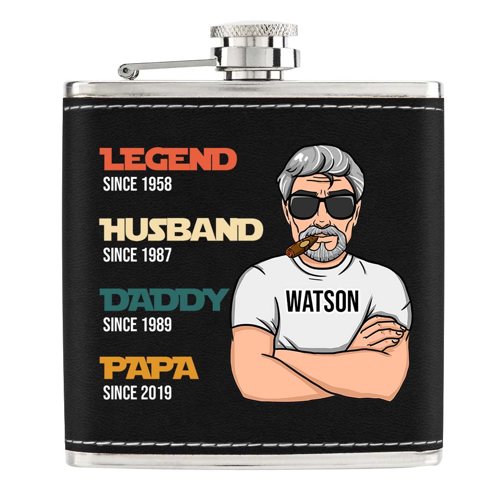 Personalized Gift For Grandpa Legend Husband Dad Leather Hip Flask 32255 Primary Mockup