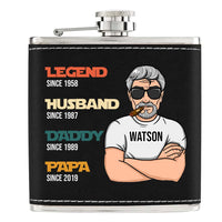Personalized Gift For Grandpa Legend Husband Dad Leather Hip Flask 32255 thumb 1
