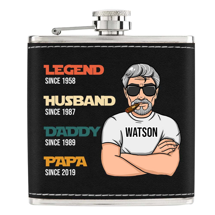 Personalized Gift For Grandpa Legend Husband Dad Leather Hip Flask 32255 1