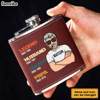 Personalized Gift For Grandpa Legend Husband Dad Leather Hip Flask 32255 thumb 1