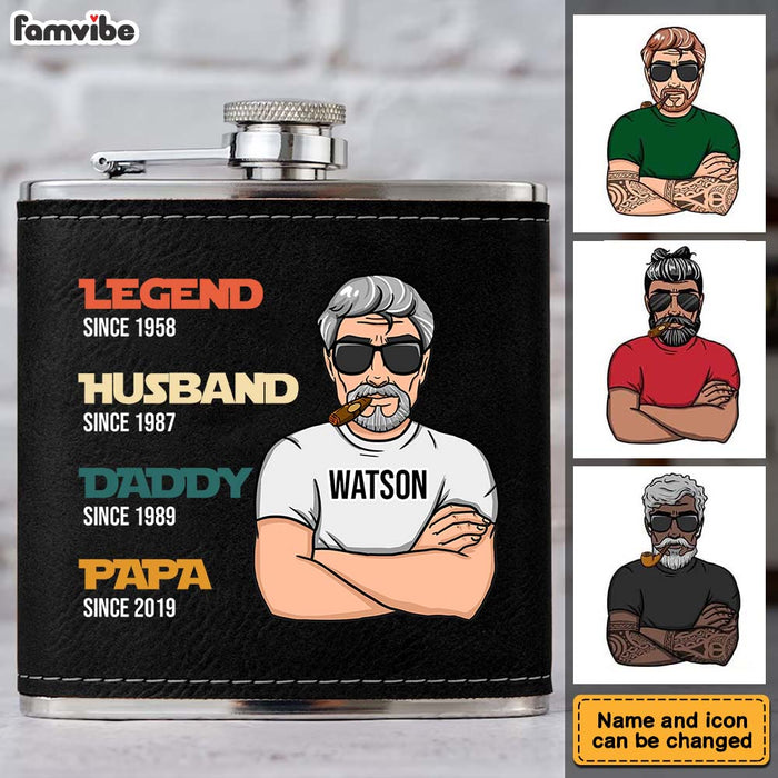 Personalized Gift For Grandpa Legend Husband Dad Leather Hip Flask 32255 1