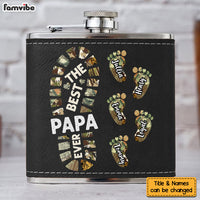 Personalized Gift For Grandpa Foot Prints Leather Hip Flask 32260 thumb 1