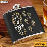 Personalized Gift For Grandpa Foot Prints Leather Hip Flask 32260 thumb 1