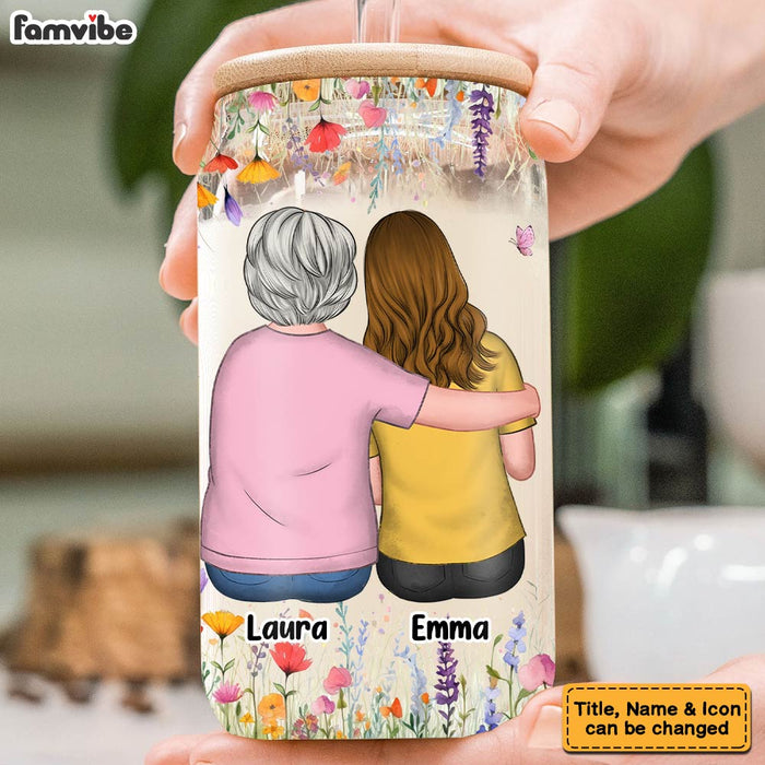 Personalized Gift For Mom Watercolor Floral Glass Can 32263 1