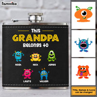 This Grandpa Belongs to Leather Hip Flask 32276 thumb 1