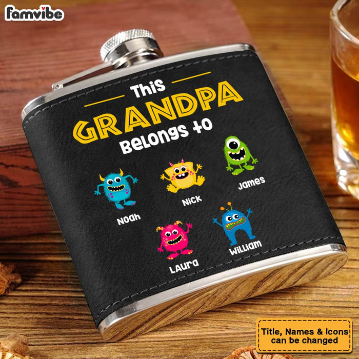 This Grandpa Belongs to Leather Hip Flask 32276 1