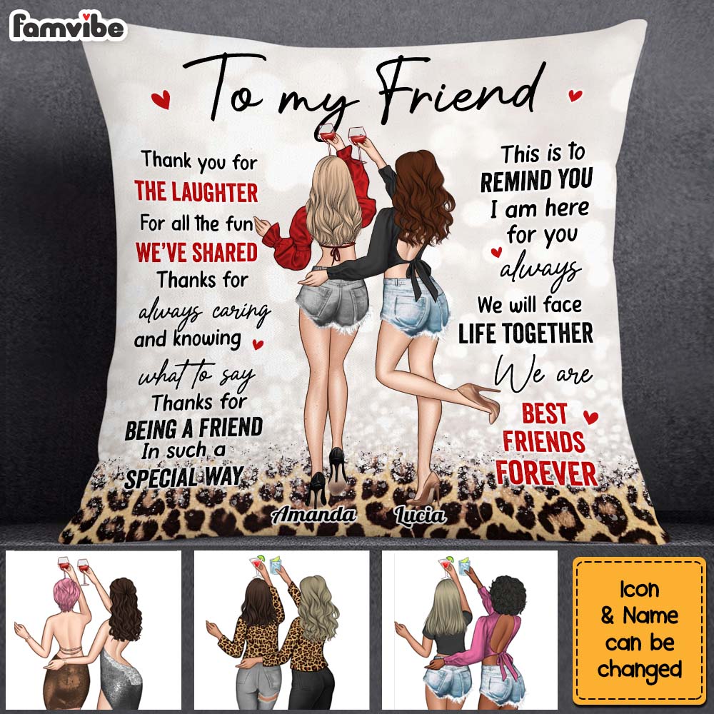 Personalized Gift For Friend Thank You For The Laughter Pillow 32282 Primary Mockup