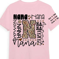 Personalized Gift For Grandma Typography Leopard Sleeve Printed T-shirt 32293 thumb 1