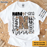 Personalized Gift For Grandma Typography Leopard Sleeve Printed T-shirt 32293 thumb 1